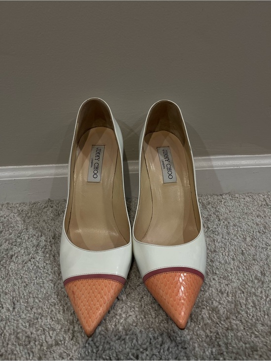 Jimmy Choo Shoes - Jimmy Choo Capri White Sorbet & Grapefruit Pointy Toe Pumps, Size 40